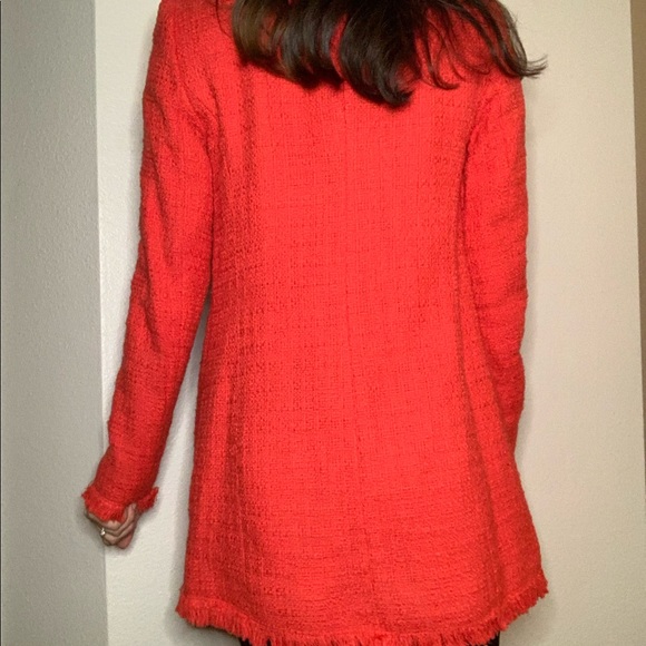 Carolina Belle Red Tweed Boucle fringe Jacket S - Picture 5 of 8